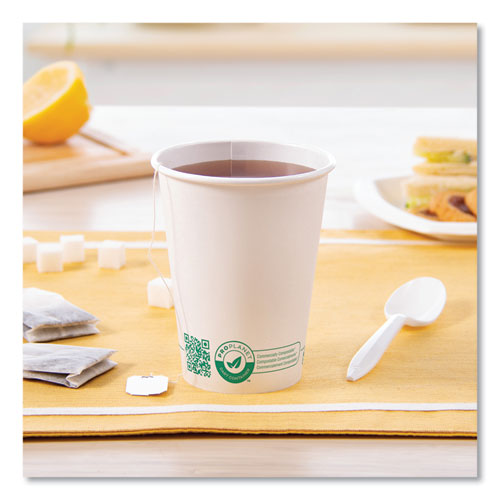 Picture of Compostable Paper Hot Cups, 12 oz, White/Green, 1,000/Carton