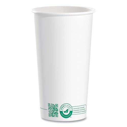 Picture of Compostable Paper Hot Cups, ProPlanet Seal, 20 oz, White/Green, 600/Carton