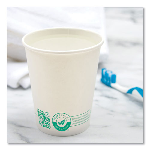 Picture of Compostable Paper Hot Cups, 10 oz, White/Green, 1,000/Carton