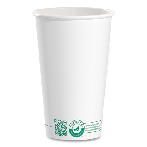 Picture of Compostable Paper Hot Cups, ProPlanet Seal, 16 oz, White/Green, 1,000/Carton