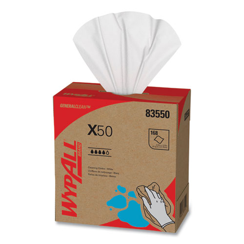 Picture of X50 Cloths, POP-UP Box, 12.5 x 9.1, White, 168/Box, 10 Boxes/Carton