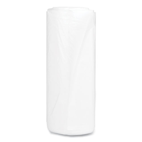 Picture of High-Density Commercial Can Liners, 60 gal, 17 mic, 38" x 60", Clear, Interleaved Roll, 25 Bags/Roll, 8 Rolls/Carton