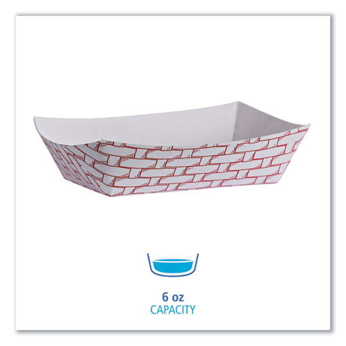 Picture of Paper Food Baskets, 6 oz Capacity, 3.78 x 4.3 x 1.08, Red/White, 1,000/Carton