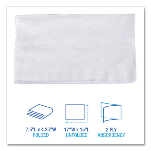 Picture of 1/8-Fold Dinner Napkins, 2-Ply, 15 x 17, White, 300/Pack, 10 Packs/Carton