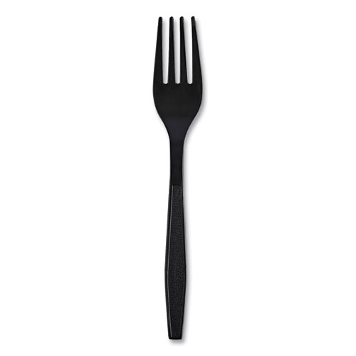 Picture of Heavyweight Wrapped Polypropylene Cutlery, Fork, Black, 1,000/Carton