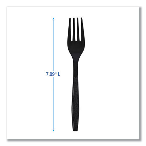 Picture of Heavyweight Wrapped Polypropylene Cutlery, Fork, Black, 1,000/Carton