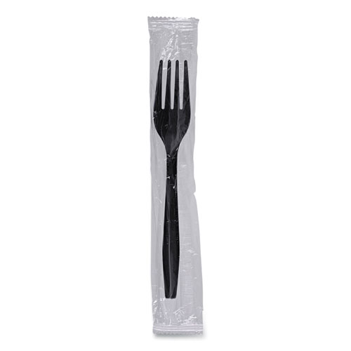 Picture of Heavyweight Wrapped Polypropylene Cutlery, Fork, Black, 1,000/Carton