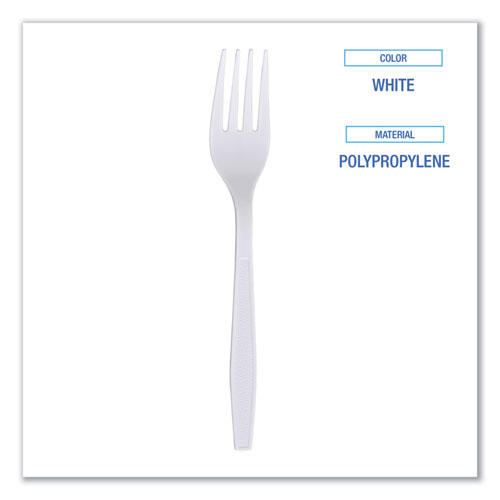 Picture of Heavyweight Wrapped Polypropylene Cutlery, Fork, White, 1,000/Carton