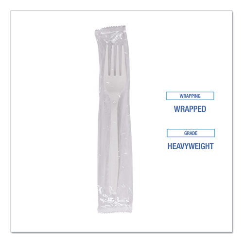 Picture of Heavyweight Wrapped Polypropylene Cutlery, Fork, White, 1,000/Carton