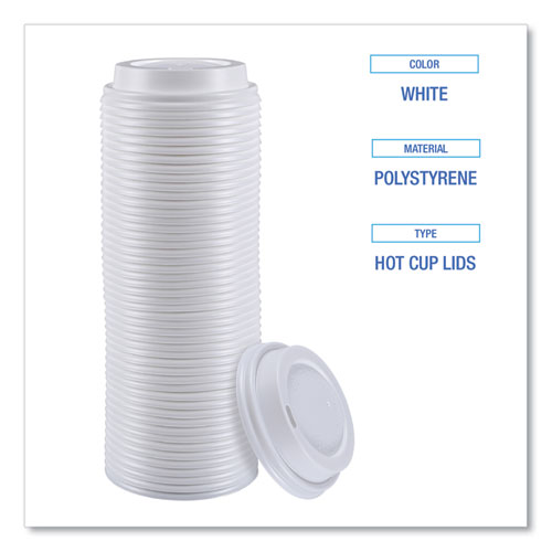 Picture of Hot Cup Lids, Fits 8 oz Hot Cups, White, 50/Sleeve, 20 Sleeves/Carton