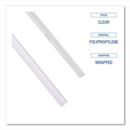 Picture of Wrapped Jumbo Straws, 7.75", Polypropylene, Clear, 12,000/Carton