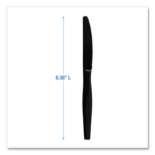 Picture of Heavyweight Polystyrene Cutlery, Knife, Black, 1000/Carton