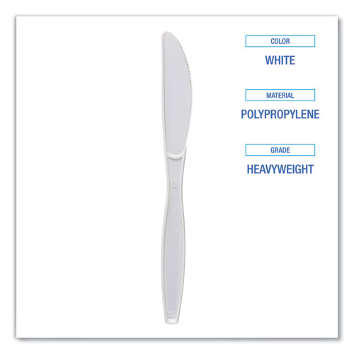 Picture of Heavyweight Polypropylene Cutlery, Knife, White, 1000/Carton