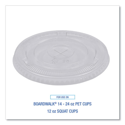 Picture of PET Cold Cup Lids, Fits 14 oz to 24 oz Plastic Cups, Clear, 100/Sleeve, 10 Sleeves/Carton