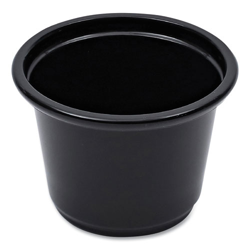 Picture of Souffle/Portion Cups, 1 oz, Polypropylene, Black, 20 Cups/Sleeve, 125 Sleeves/Carton