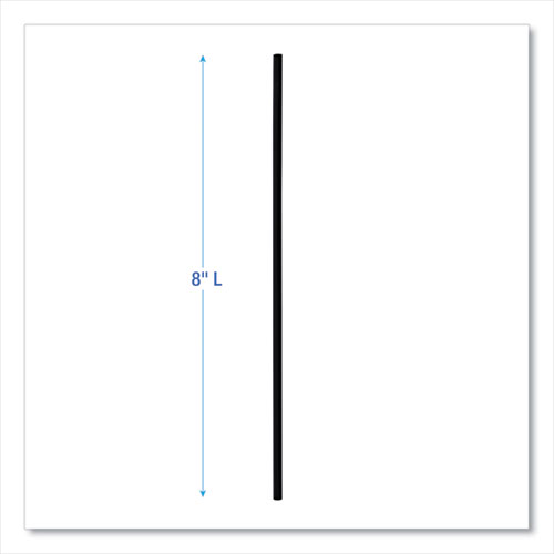 Picture of Cocktail Straws, 8", Polypropylene, Black, 5,000/Carton