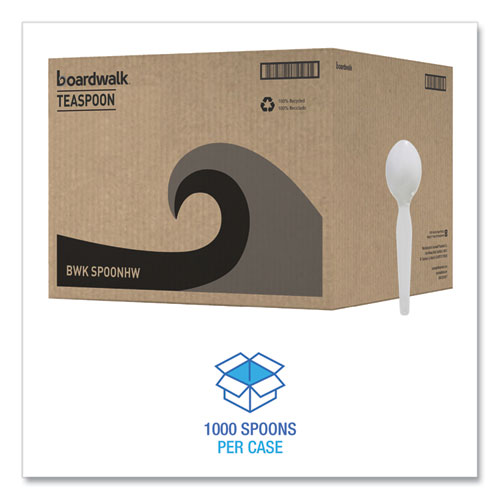 Picture of Heavyweight Polystyrene Cutlery, Teaspoon, White, 1000/Carton