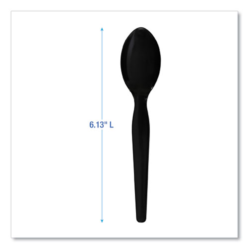 Picture of Heavyweight Polystyrene Cutlery, Teaspoon, Black, 1000/Carton