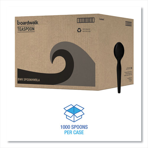 Picture of Heavyweight Polystyrene Cutlery, Teaspoon, Black, 1000/Carton