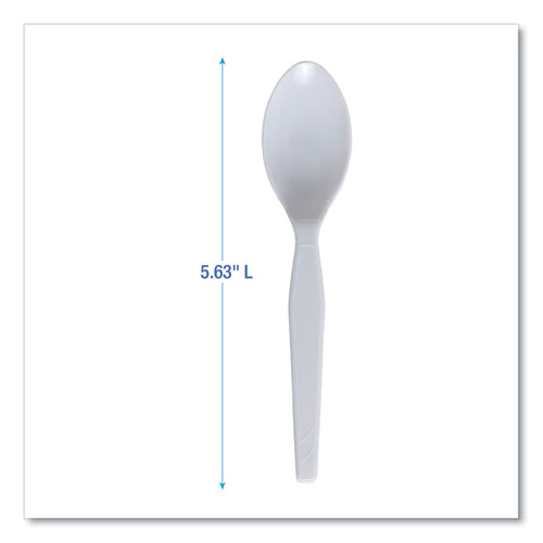 Picture of Mediumweight Polystyrene Cutlery, Teaspoon, White, 100/Box