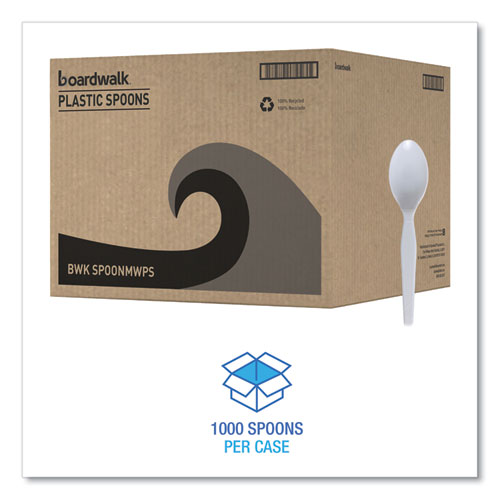 Picture of Mediumweight Polystyrene Cutlery, Teaspoon, White, 10 Boxes of 100/Carton