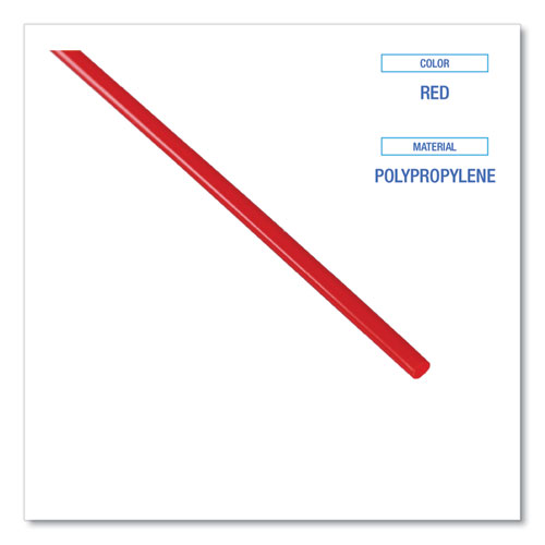 Picture of Single-Tube Stir-Straws,5.25", Polypropylene, Red, 1,000/Pack, 10 Packs/Carton