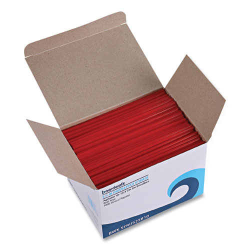 Picture of Single-Tube Stir-Straws,5.25", Polypropylene, Red, 1,000/Pack, 10 Packs/Carton