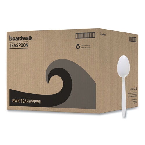 Picture of Heavyweight Polypropylene Cutlery, Teaspoon, White, 1000/Carton