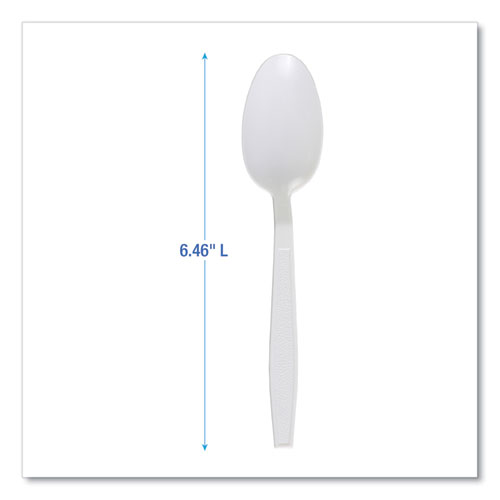 Picture of Heavyweight Polypropylene Cutlery, Teaspoon, White, 1000/Carton