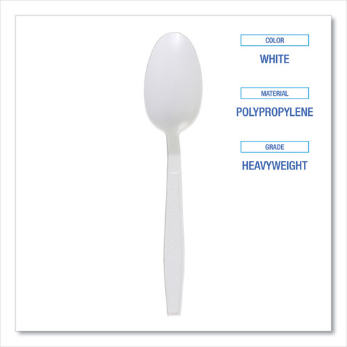 Picture of Heavyweight Polypropylene Cutlery, Teaspoon, White, 1000/Carton