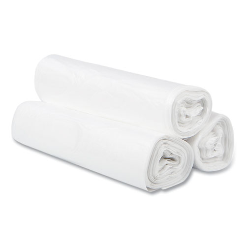 Picture of High-Density Commercial Can Liners, 30 gal, 10 mic, 30" x 37", Clear, Interleaved Roll, 25 Bags/Roll, 20 Rolls/Carton