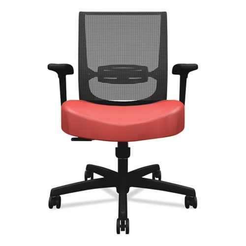 Picture of Convergence Mid-Back Task Chair, Swivel-Tilt, Supports Up to 275 lb, 16.5" to 21" Seat Height, Red Seat, Black Back/Base