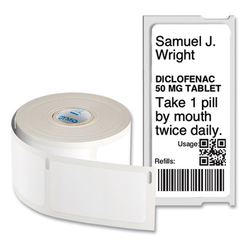 Picture of LW Durable Labels, Medical Prescription Label, 1" x 2.13", White, 500 Labels/Roll