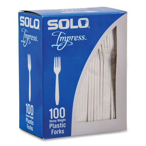 Picture of Impress Heavyweight Full-Length Polystyrene Cutlery, Fork, White, 100/Box, 10 Boxes/Carton