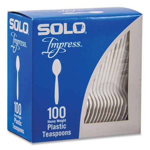 Picture of Impress Heavyweight Full-Length Polystyrene Cutlery, Teaspoon, White, 100/Box, 10 Boxes/Carton