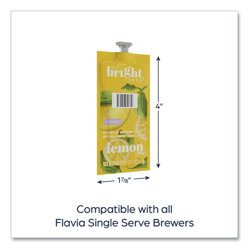 Picture of The Bright Tea Co. Lemon Herbal Tea Freshpack, Lemon, 0.11 oz Pouch, 100/Carton