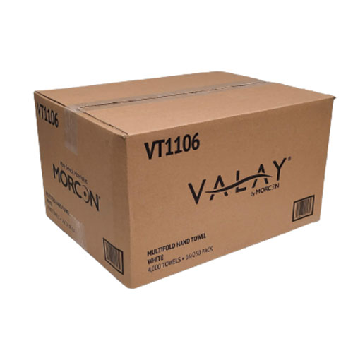 Picture of Valay Multi-Fold Towels, 1-Ply, 9.05 x 9.25, White, 250/Pack, 16 Packs/Carton