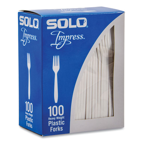 Picture of Impress Heavyweight Full-Length Polystyrene Cutlery, Fork, White, 100/Box