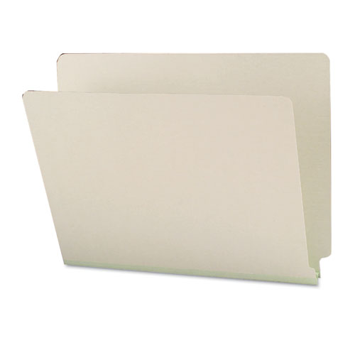 Picture of Extra-Heavy Recycled Pressboard End Tab Folders, Straight Tabs, Letter Size, 1" Expansion, Gray-Green, 25/Box