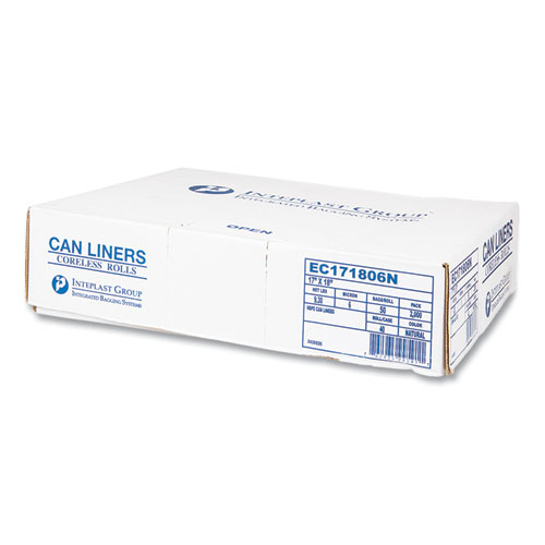 Picture of High-Density Commercial Can Liners, 4 gal, 6 mic, 17" x 18", Clear, Perforated Roll, 50 Bags/Roll, 40 Rolls/Carton