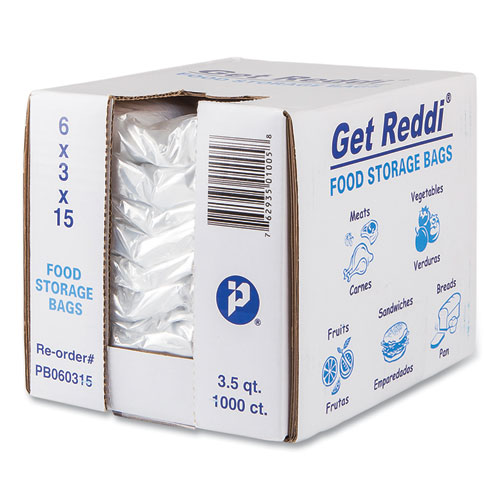 Picture of Food Bags, 3.5 qt, 0.68 mil, 6" x 15", Clear, 1,000/Carton