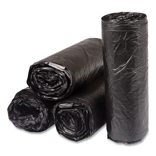 Picture of High-Density Commercial Can Liners, 16 gal, 6 mic, 24" x 33", Black, Interleaved Roll, 50 Bags/Roll, 20 Rolls/Carton