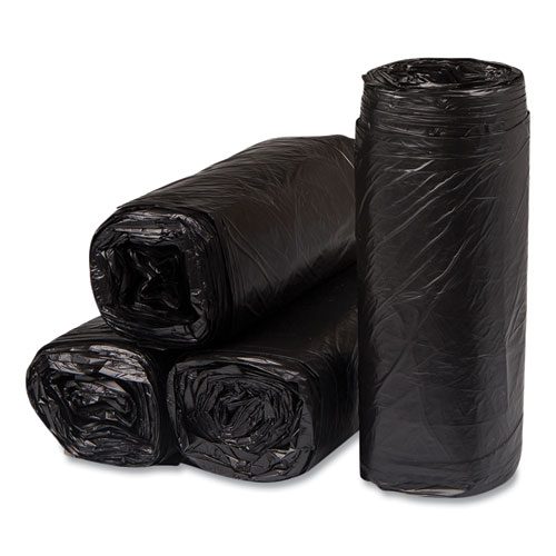 Picture of High-Density Commercial Can Liners, 16 gal, 8 mic, 24" x 33", Black, Interleaved Roll, 50 Bags/Roll, 20 Rolls/Carton