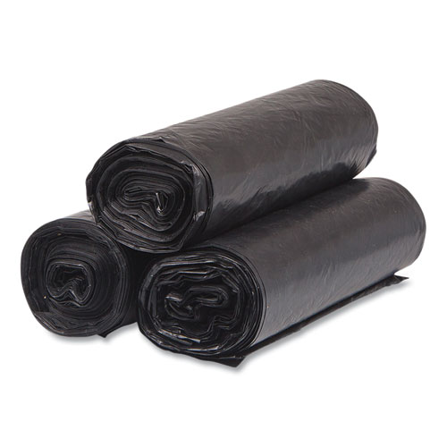 Picture of High-Density Commercial Can Liners, 33 gal, 16 mic, 33" x 40", Black, Interleaved Roll, 25 Bags/Roll, 10 Rolls/Carton