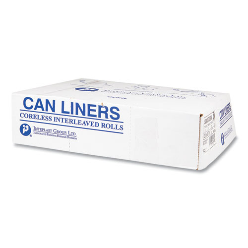 Picture of High-Density Commercial Can Liners, 33 gal, 17 mic, 33" x 40", Clear, Interleaved Roll, 25 Bags/Roll, 10 Rolls/Carton