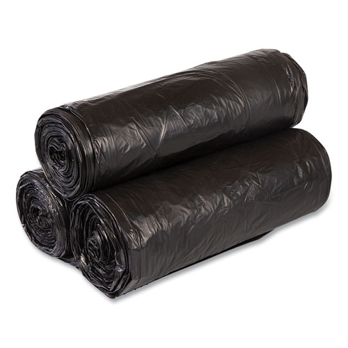 Picture of High-Density Commercial Can Liners, 33 gal, 22 mic, 33" x 40", Black, 25 Bags/Roll, 10 Interleaved Rolls/Carton