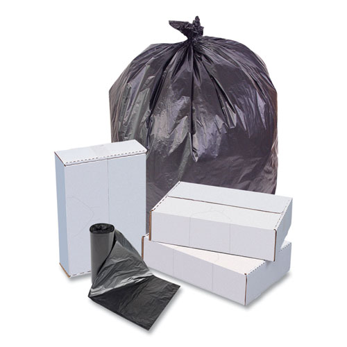 Picture of High-Density Commercial Can Liners, 33 gal, 22 mic, 33" x 40", Black, 25 Bags/Roll, 10 Interleaved Rolls/Carton