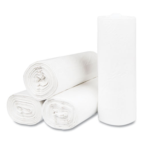 Picture of High-Density Commercial Can Liners, 55 gal, 17 mic, 36" x 60", Clear, 25 Bags/Roll, 8 Interleaved Rolls/Carton