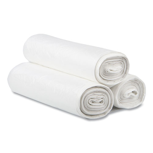 Picture of High-Density Commercial Can Liners, 60 gal, 14 mic, 38" x 60", Clear, Interleaved Roll, 25 Bags/Roll, 8 Rolls/Carton