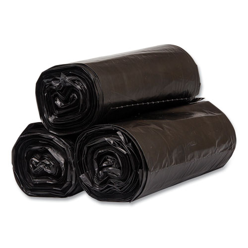 Picture of High-Density Commercial Can Liners, 60 gal, 17 mic, 38" x 60", Black, Interleaved Roll, 25 Bags/Roll, 8 Rolls/Carton